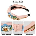 thumbnail image 4 of Unique Bargains 1Pc Bling Rhinestone Headband Vintage Flowers Rhinestone Pink Flannel Wide Edge Headband 4.92"x1.77", 4 of 7
