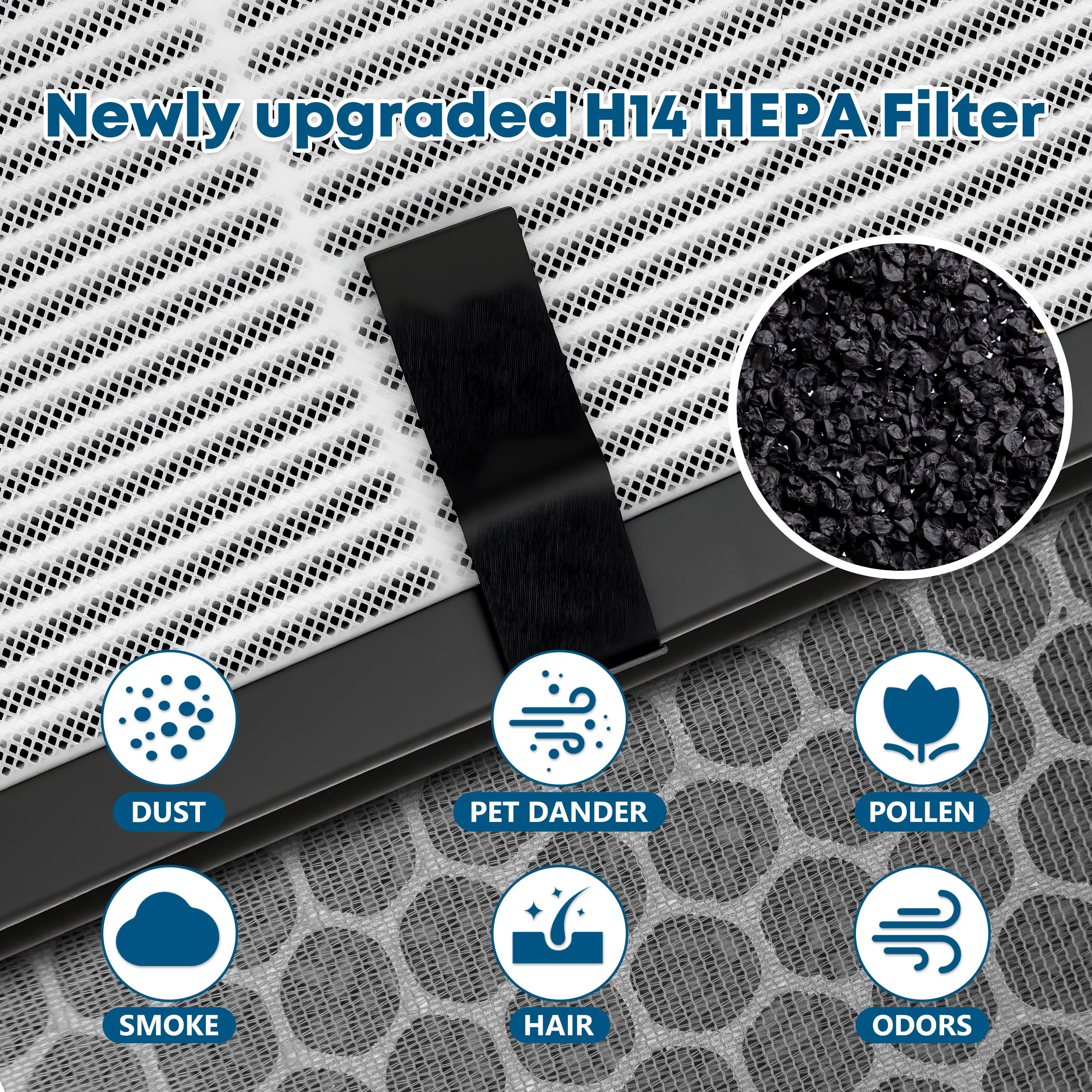 AMIPARTS ZQA-8000A H14 Air Purifiers Filter for Home, True HEPA Filter Replacement Compatible with ZQA8000A Air Purifier