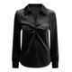 thumbnail image 5 of Camisetas para Mujeres con Cuello en V Manga Larga Delantera Blusa de Color Sólido, Corbata Delantera Top Casual, 5 of 7