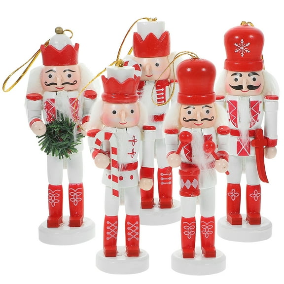 5pcs Nutcracker Hanging Decoration Xmas Tree Nutcracker Soldier Ornament Wood Nutcracker Craft