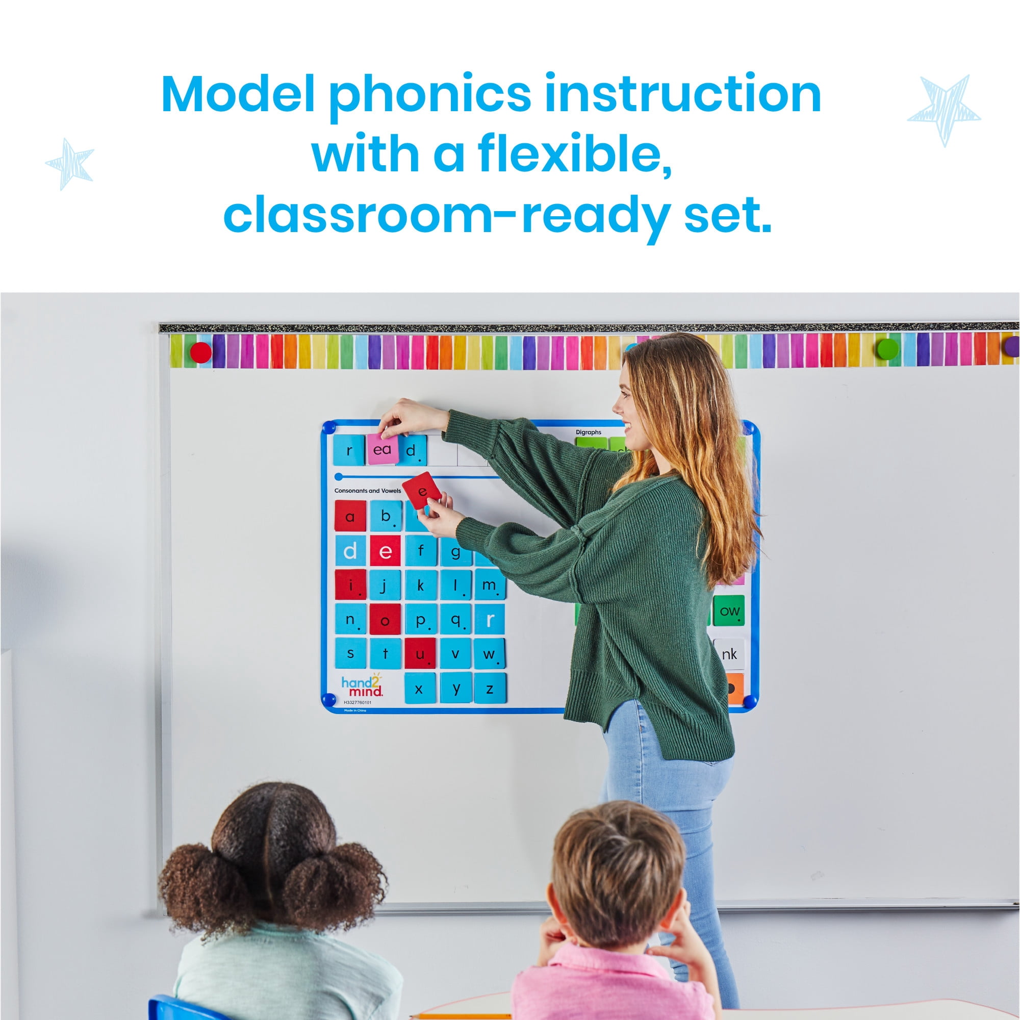 hand2mind Advancing Phonics Word Work Demonstration Set, Poster with 108 Phonics Tiles