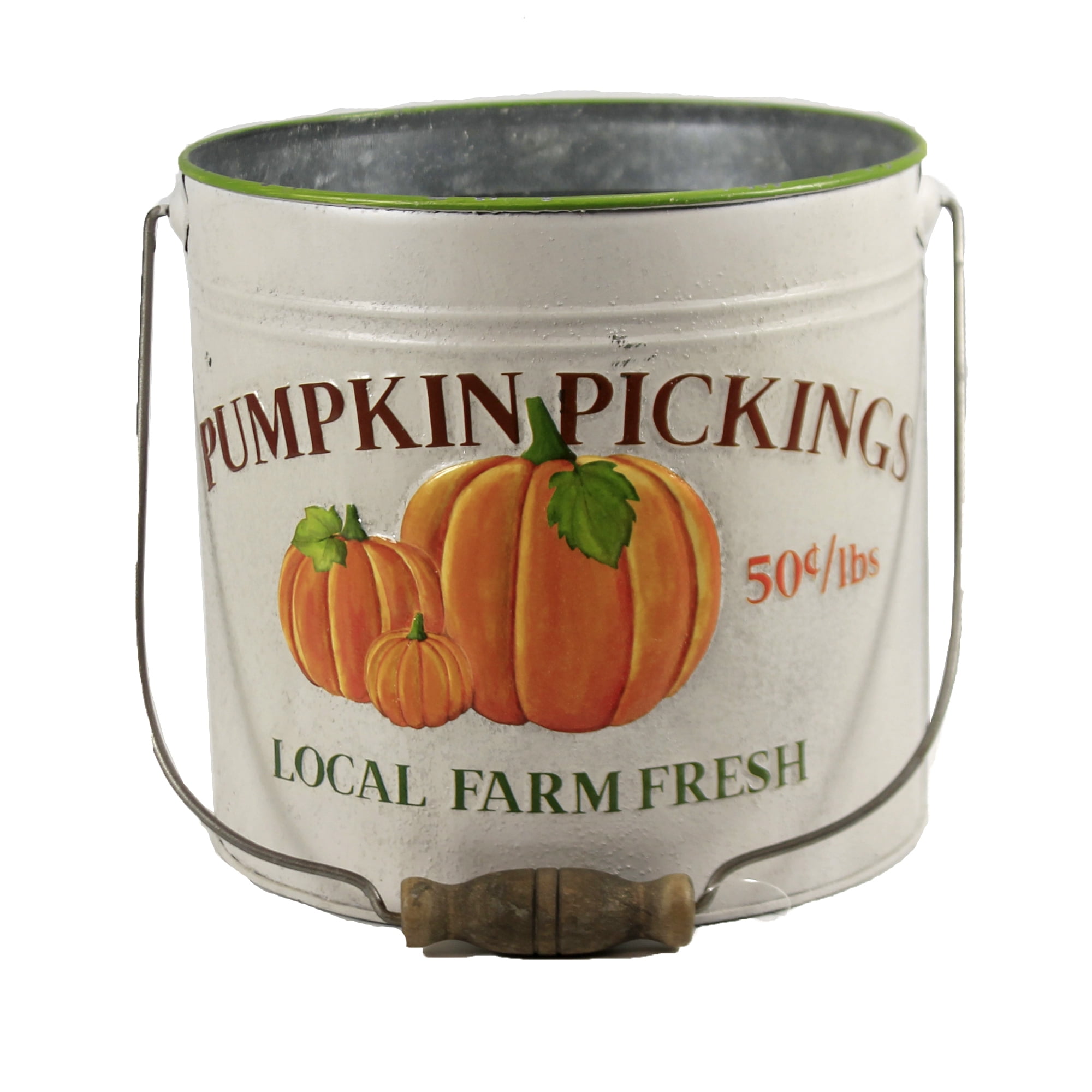 Fall Pumpkin Pickings Bucket Metal Harvest Container Decor Walmart Com Walmart Com