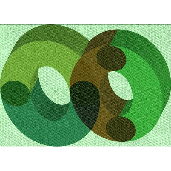 Ahgly Company Indoor Rectangle Patterned Stoplight Go Green Area Rugs, 2' x 5'