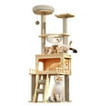 thumbnail image 3 of Large Cat Tree with Removable Pads and Perches, 57.8-Inch Wooden Tower for Indoor Play, 3 of 9