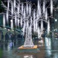thumbnail image 5 of Cadena de luces para jardín con lluvia de meteoritos, 50 cm, 8 tubos, cortina de carámbanos con forma de gota de lluvia para exteriores, luces de hadas navideñas, decoración para árbol de bodas y fies, 5 of 5