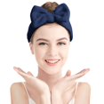 thumbnail image 2 of IDALL Headbands for Women Head Scarf Hydrotherapy Headband 1 Piece Bow Hairband Women's Facial Makeup Headband Soft Coral Velvet Headband For Shower Face Wash Turban Bandanas for Women Navy One Size, 2 of 5