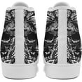 thumbnail image 7 of Skull High Top Canvas Sneakers for Men Women, Gothic Floral Print Streetwear Casual Fashion Skate Shoes, 7 of 7
