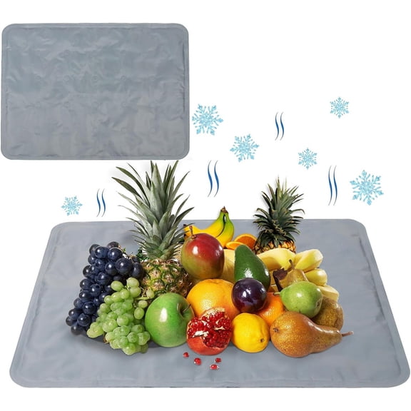 Heyingu 1Pcs Reusable Freezable Ice Mat 19.6 x 15.7 Inch Charcuterie Chilling Mats Charcuterie Cooler Cooling Trays for Food, Cheese(Grey)