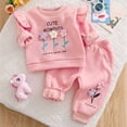thumbnail image 2 of Xyant Toddler Baby Girl Clothes Cute 3D Floral Infant Ruffle Long Sleeve Sweathsirt Pullover Pants Set Fall Winter Outfits,Size 18-24 Months, 2 of 9