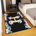 thumbnail image 2 of Erosebridal Initial Letter H Rugs For Bedroom 4'11" x 3'3", Floral Flower Living Room Carpet, Monogrammed Bedroom Rugs, Living Room Rug Bedroom Decoration, Non Slip, 2 of 5