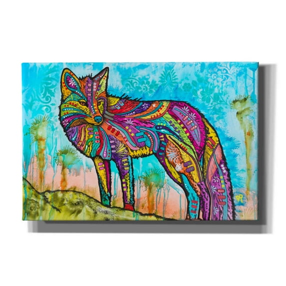 Epic Graffiti 'Electric Fox' by Dean Russo, Canvas Wall Art, 60"x40"
