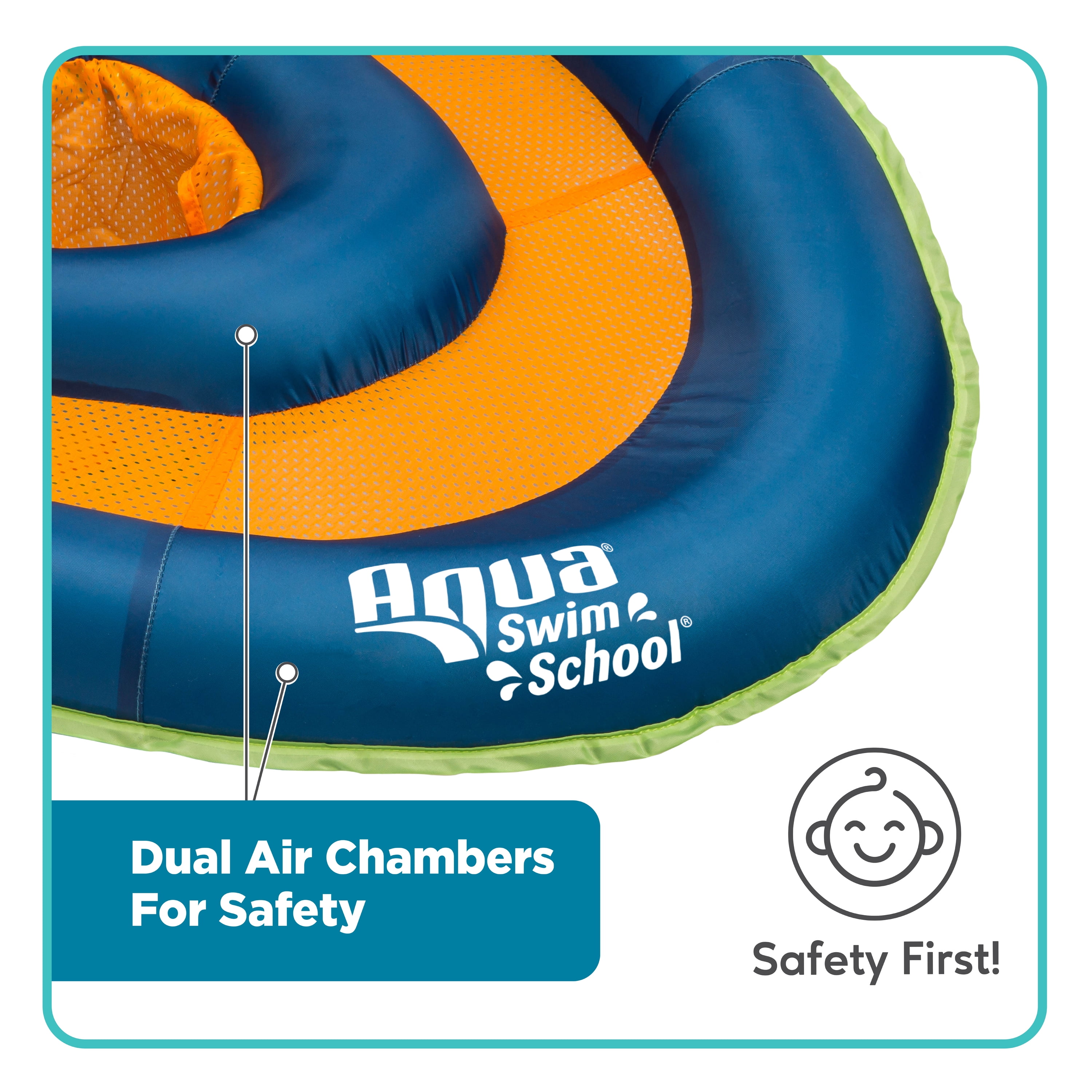Aqua Swim School Grow-with-Me Baby Pool Float Boat for Infants, Blue Dino, 2 Toys Included