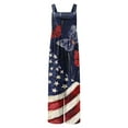 thumbnail image 4 of Wiyuqeen Linen Bib Overalls for Women Sleeveless Patriotic Wide Leg Rompers Trendy Stars Striped Print Jumpsuits Holiday Overalls, 4 of 8