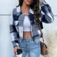 thumbnail image 2 of Cárdigan de manga larga con estampado a cuadros para mujer, abrigos cortos con botones, chaquetas regulares, otoño e invierno, 2024, 2 of 5