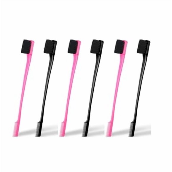 Soft 'N Style - Cepillo de pelo de doble cara con control de bordes, paquete combinado de 6 piezas, color rosa y negro