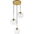 thumbnail image 1 of Living District LD2208BR Baxter 3 Light Pendant Ceiling Light with Clear Glass, Brass, 1 of 4