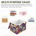thumbnail image 7 of Foldable Fabric Storage Bin With Handle Collapsible Basket Box Storage With Lid Organizer Sugar Skulls Roses, 7 of 7