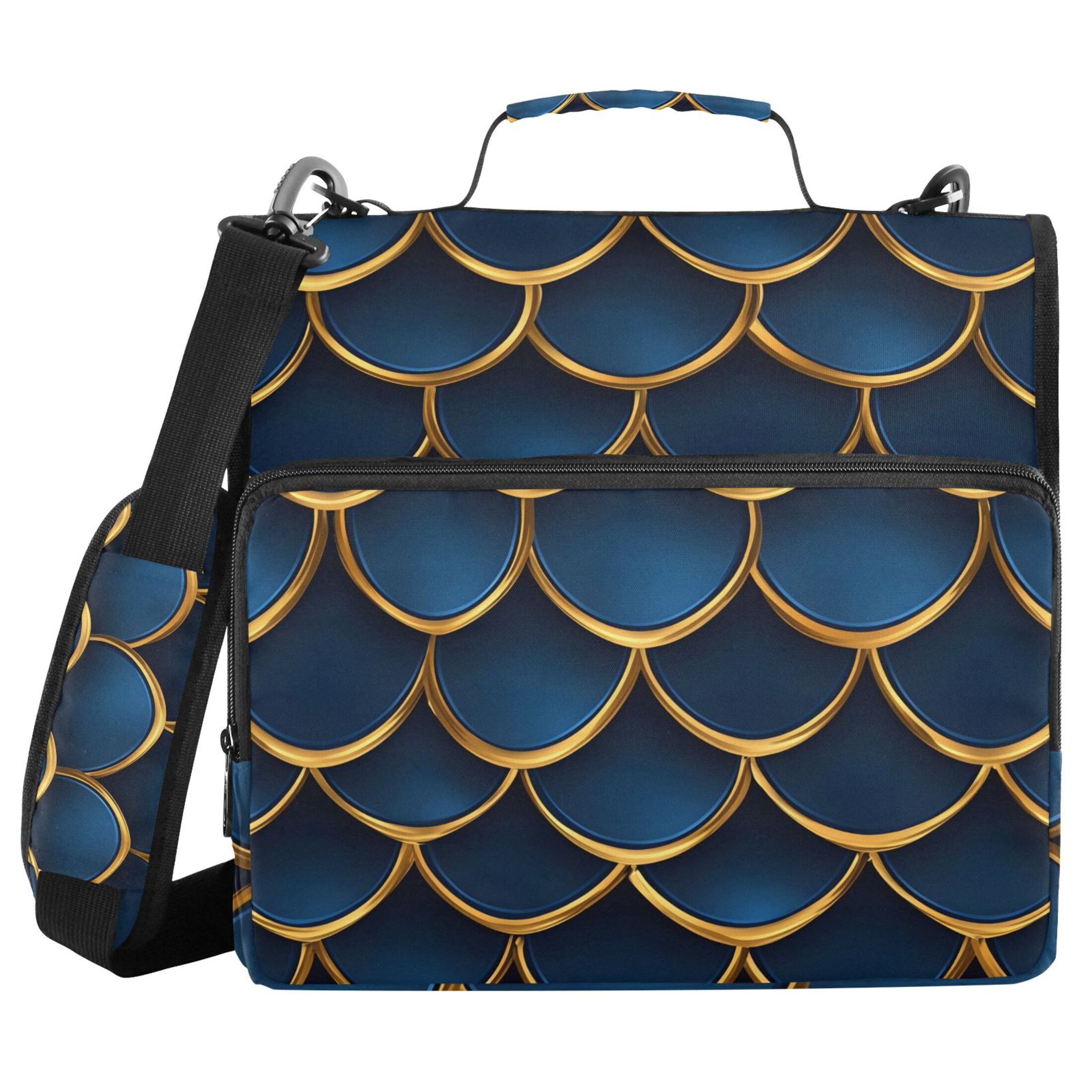 ALAZA Zipper Binder 3d Dragon Scales Blue 3 Ring Trapper Keeper File Folder Organizer Bag