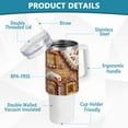 thumbnail image 4 of Gingerbread House Cookies Trees 40 oz Tumbler with Handle Insulated&nbsp;Travel Mug&nbsp;Lid Straw Leak Proof Steel Vacuum Water Bottles Glasses Fits in Car Cup Holder, 4 of 7
