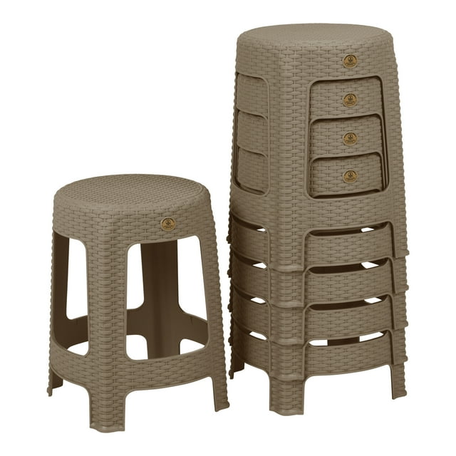 Kit 6 Bancos de Plástico La Ardilla para exterior e Interior (Café)