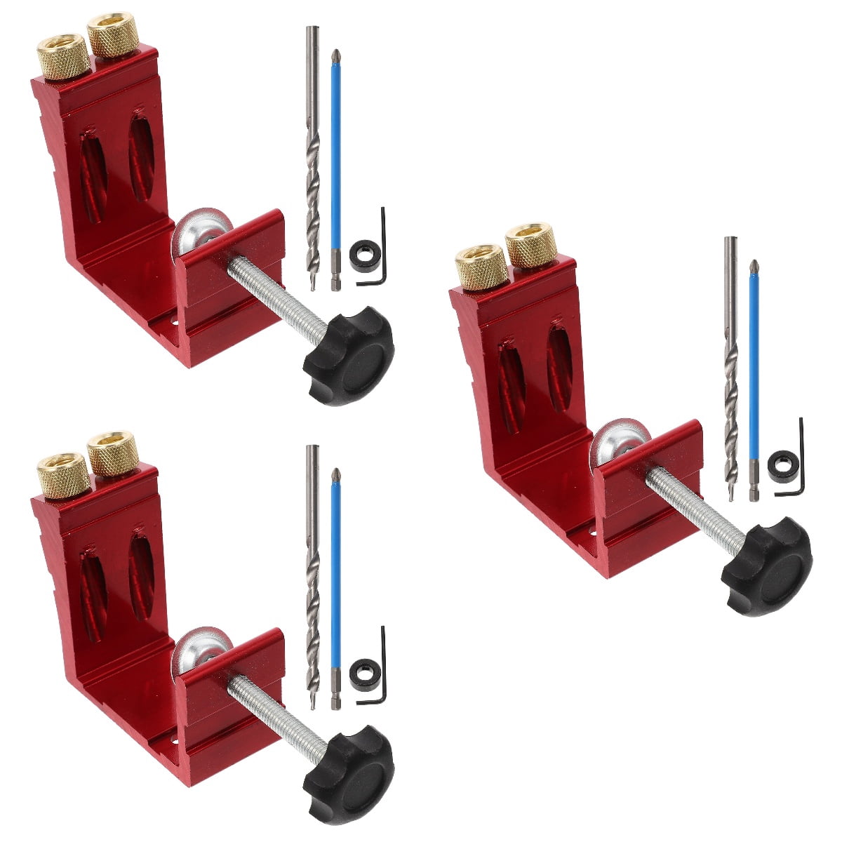 GOOHOCHY 3 Sets Drill Jig Pocket Hole Jig Slanted Hole Opener 9X9CM Red
