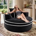thumbnail image 3 of Lunale 54" Oversized Chaise Lounge Chair Indoor, Round Boneless Cloud Couch, No Assembly Required, Accent Reading Chair for Living Room, Black Corduroy, 3 of 9