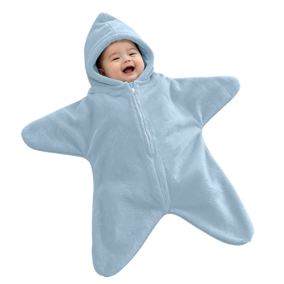 XXWXYD Baby Star-shaped Onesi𝖾 Hooded Full Zip Warm Flannel Rompe𝗋 Jumpsuit | Baby Star-shaped Swaddle Bag Coat 3-12 Months