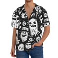 thumbnail image 1 of Fotbe Black White Spooky Ghosts Camisa Estampada de Manga Corta para Hombre, Casual de Verano, Estilo Playero, Sin Arrugas-Small, 1 of 5