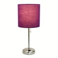 thumbnail image 2 of Creekwood Home 19.5" Brushed Steel Table Lamp w/ Charging Outlet, Purple Shade & LED Bulb, 2 of 6