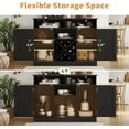 thumbnail image 5 of Farmhouse 42.5" Buffet Cabinet with Prower Outlets, Large Sideboard Storage Cabinet with Wine Rack. Wooden Coffee Bar Cabinet for Kitchen, Black, 5 of 7