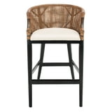 SAFAVIEH Brando Indoor Contemporary Rattan Bar Stool, Woven Back, Black Legs, White Cushion, Height 39 in. - Walmart.com