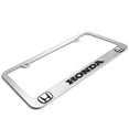 thumbnail image 3 of Honda Logo Dual Logo 3D Embossed Letters on Mirror Chrome Metal License Plate Frame, 3 of 8