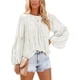 thumbnail image 2 of Blusa de manga larga con cuello redondo, blusa de manga larga con estampado floral redondo, blusas de manga larga con volantes, camisas de manga larga confeccionadas a la perfección, 2 of 6