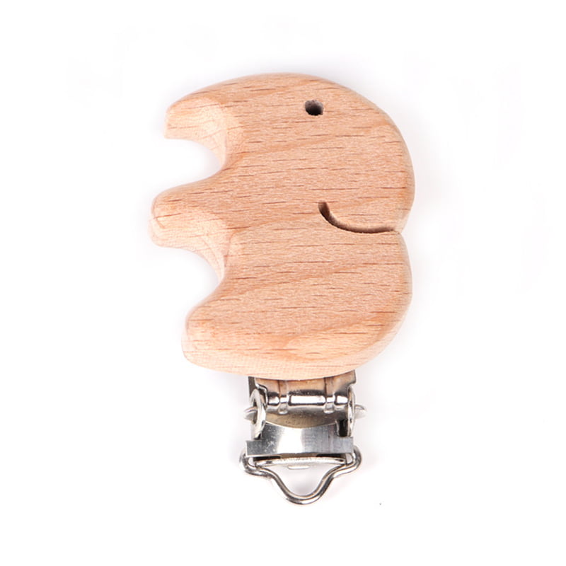 Color Beech Wood  DIY Pacifier Chain  Wooden Teether Dummy Holder Pacifier Clip 
