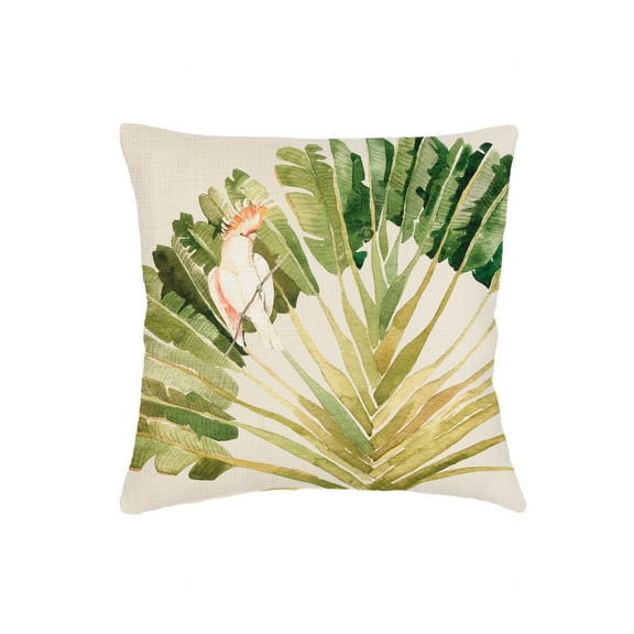 Tropical Bird Velvet Pillow 20x20 20x20 / Down Alternative