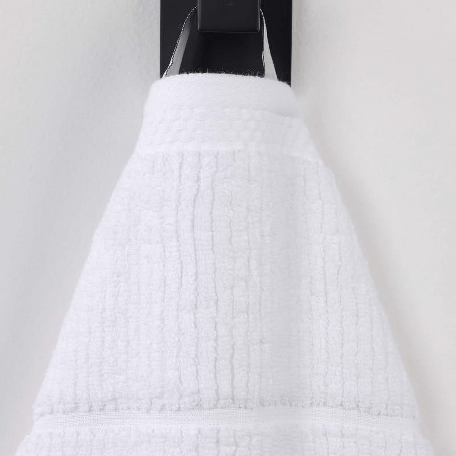 Superior Milo 3 Piece Smart Twist Cotton Towel Set, Medium Weight Ribbed Design Towels, White