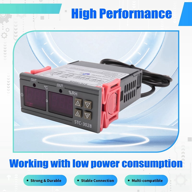 2X DC 12V Dual Digital Thermostat Temperature Humidity Control Thermometer Hygrometer Incubator Controller -3028