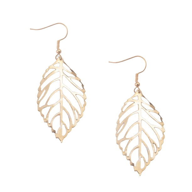 Pendientes de la gota de la hoja de oro Pendientes de la hoja de la planta Pendiente colgante Regalos para la hermana esposa y oro diario