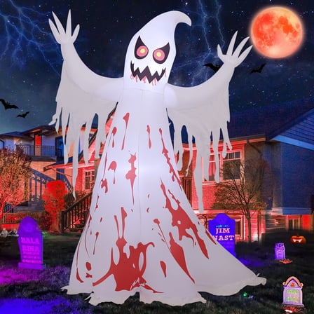 GOOSH Halloween Inflatables 8.2 FT Giant Inflatable Ghost, Scary Ghost Inflatable Blow up Ghost with Built-in LED Lights, Outdoor Halloween Decorations for Halloween Holiday Party Indoor Outdoor