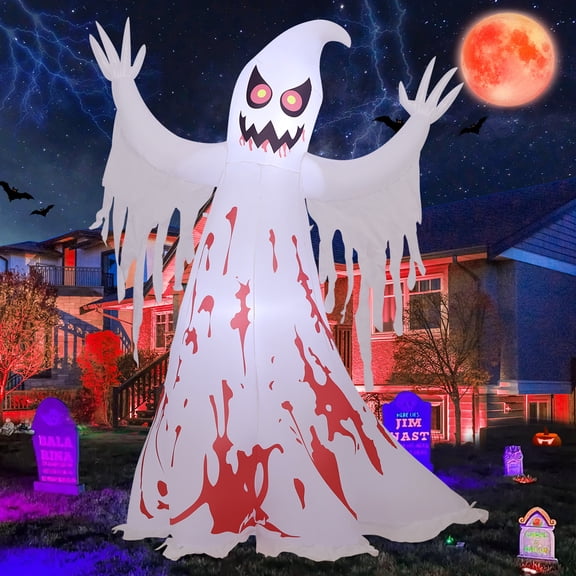 GOOSH Halloween Inflatables 8.2 FT Giant Inflatable Ghost, Scary Ghost Inflatable Blow up Ghost with Built-in LED Lights, Outdoor Halloween Decorations for Halloween Holiday Party Indoor Outdoor