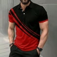 thumbnail image 2 of Mens Tshirts Golf Color Block Comfortable Casual Short Sleeve Polo Shirts Soft Breathable Fit Button Up Collared Men Shirts Red XXXL, 2 of 7