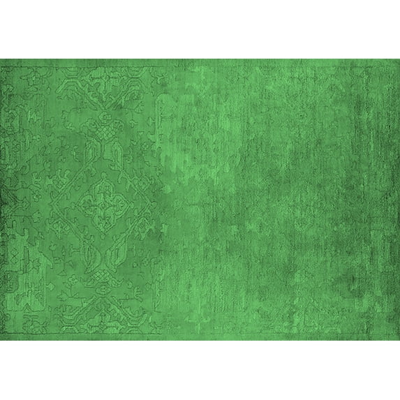 Ahgly Company Indoor Rectangle Oriental Emerald Green Industrial Area Rugs, 5' x 8'