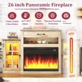 thumbnail image 3 of ChVans Fireplace TV Stand w/ LED Lights & 26'' Electric Fireplace For 65" TVs Wall-Mounted, 60" Farmhouse TV Stand w/ Fireplace Mantel, Glass Storage Shelves, 3 of 10