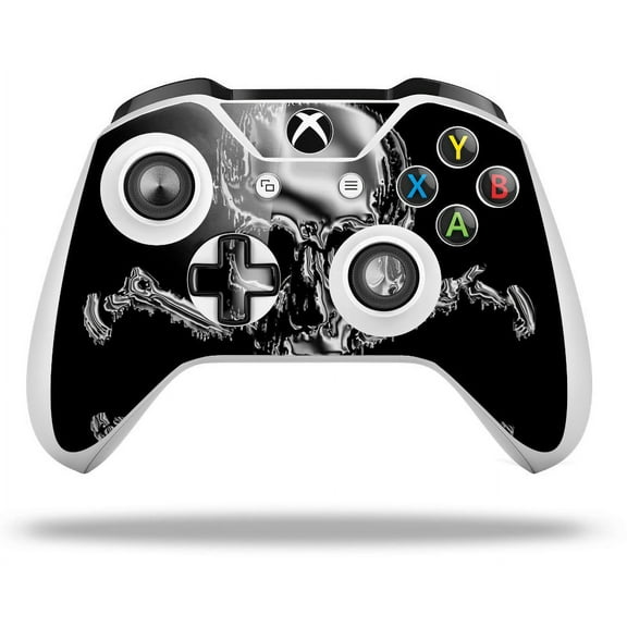 WraptorSkinz Decal Skin Wrap Set works with 2016 and newer XBOX One S / X Controller Chrome Skull on Black (CONTROLLER NOT INCLUDED)