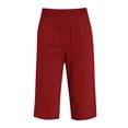 thumbnail image 6 of Casual Womens Capri Pants Loose Straight Wide Leg 3/4 Length Summer Lounge Elastic Waist Trousers, M #02 Wine, 6 of 7