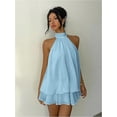 thumbnail image 3 of Dresses for Women Chiffon Halter Wedding Guest Dresses Ruffle Summer Mini Dress Formal Dresses for Women Color Blue Size M, 3 of 6