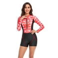 thumbnail image 2 of Melyum Womens Athletic One Piece Rash Guard UV Protection Swimsuit Zip Long Sleeve with Boyleg Surfing Swimwear Stitching Bathing Suits, 2 of 6