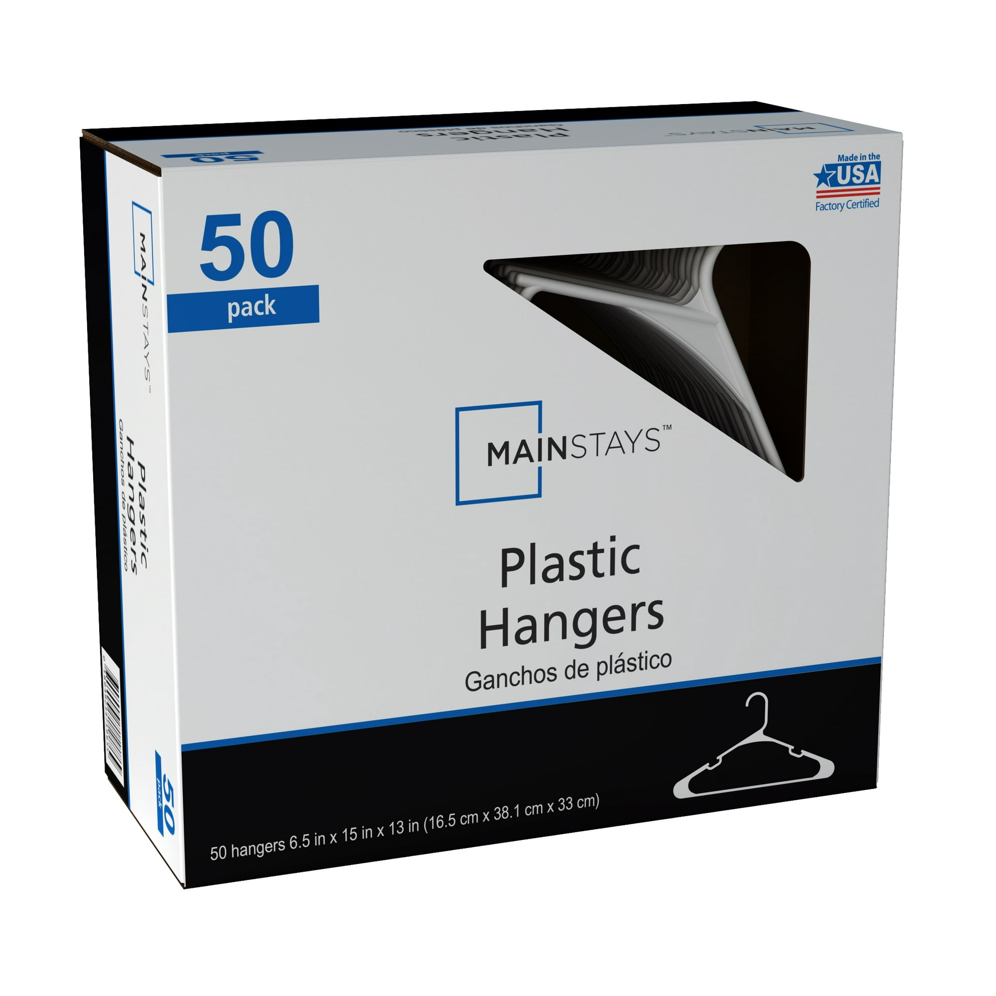 (2 pack) Mainstays Lightweight & Durable Plastic Clothes Hangers, White, 50-Count
