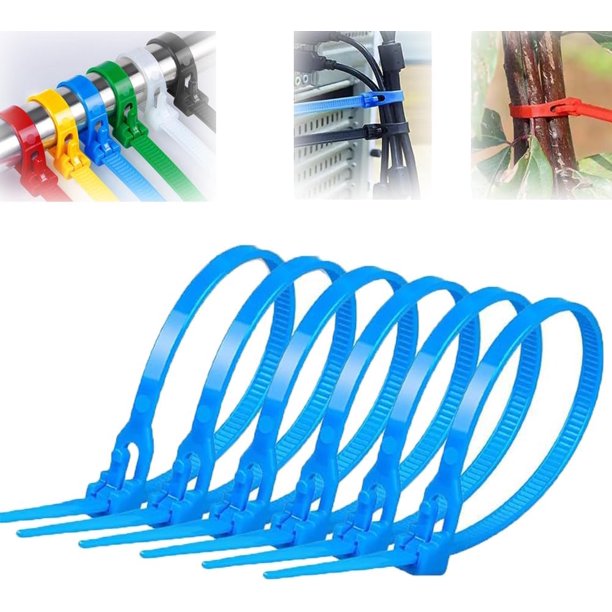 100 bridas para cables de nailon de alta calidad con hebilla autoblocante, bridas para cables con cremallera liberables en color, bridas con cremallera ajustables, lazo de sujeción de correas, bridas