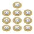 thumbnail image 1 of Cepillo de rueda de alambre Uxcell de 4 pulgadas, acero trenzado niquelado con orificio de eje de 5/8 pulgadas, 10 piezas, 1 of 3